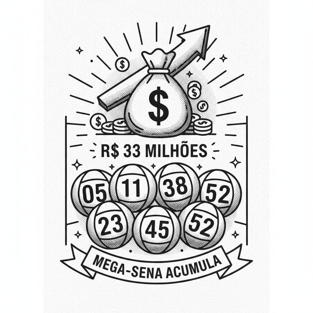 Mega-Sena acumula e prêmio principal vai para R$ 33 milhões